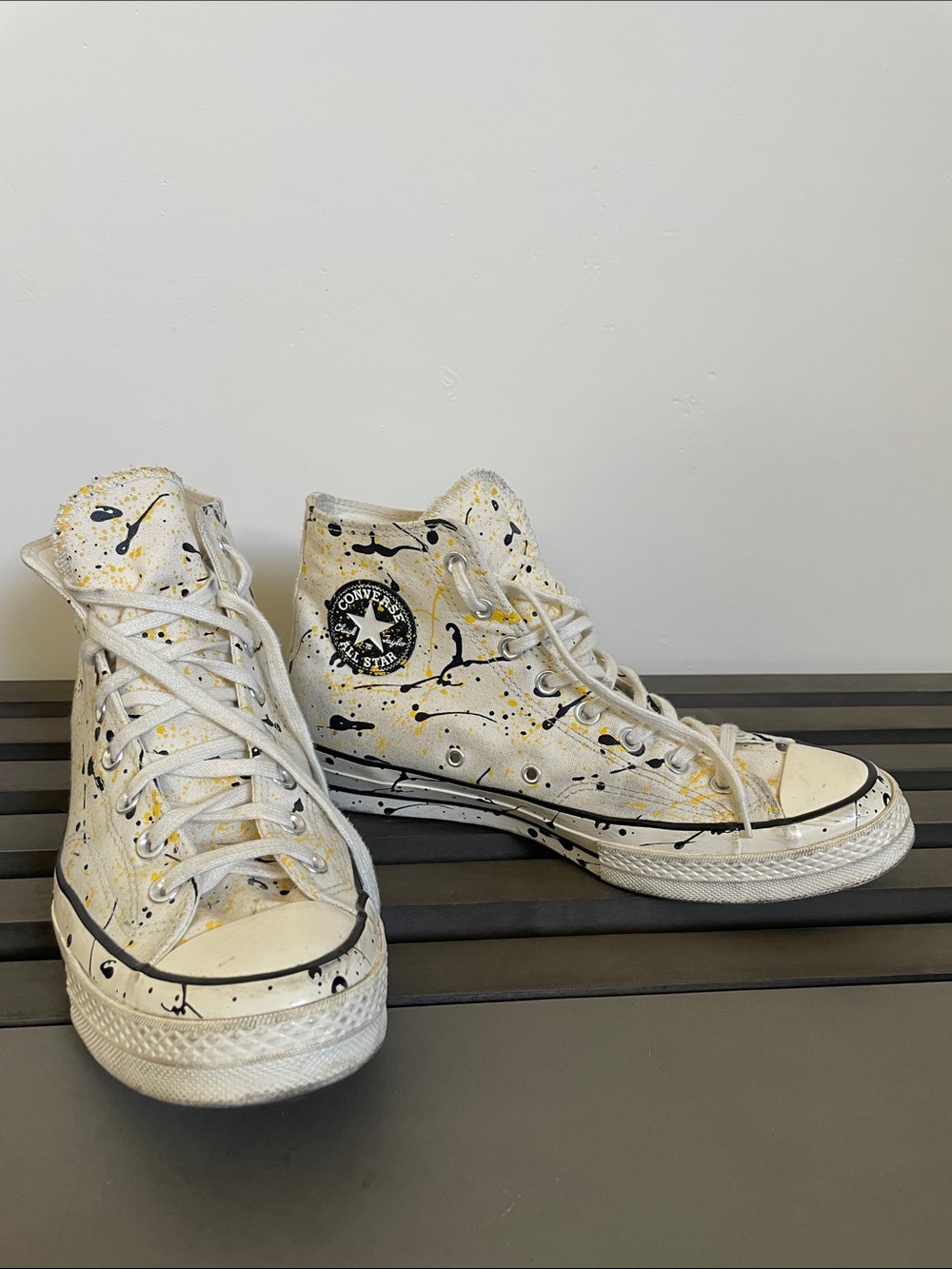 Converse Chuck Taylor All Star White Black Yellow Splatter High-Top